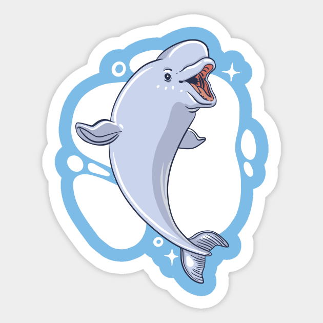 Cute Beluga Whale Illustration - Beluga Whale - Sticker | TeePublic